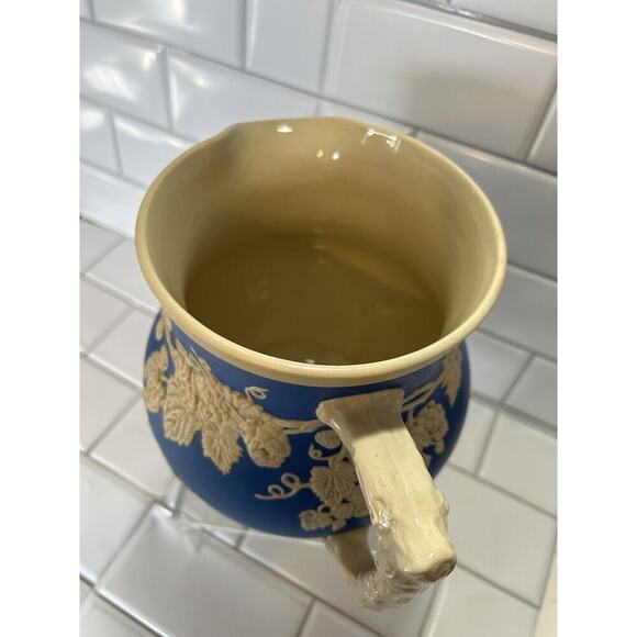 ANTIQUE COPELAND SPODE JASPER WARE ALE/BEER PITCHER w/ PUB SCENES & HOPS c1910 - Picture 10 of 16